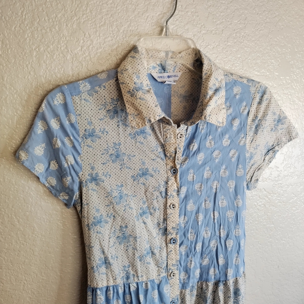 April Cornell Eloise Patchwork Button Down Midi D… - image 4
